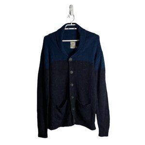 Kolby Men's Blue Shawl Collar Button Down Knit Cardigan